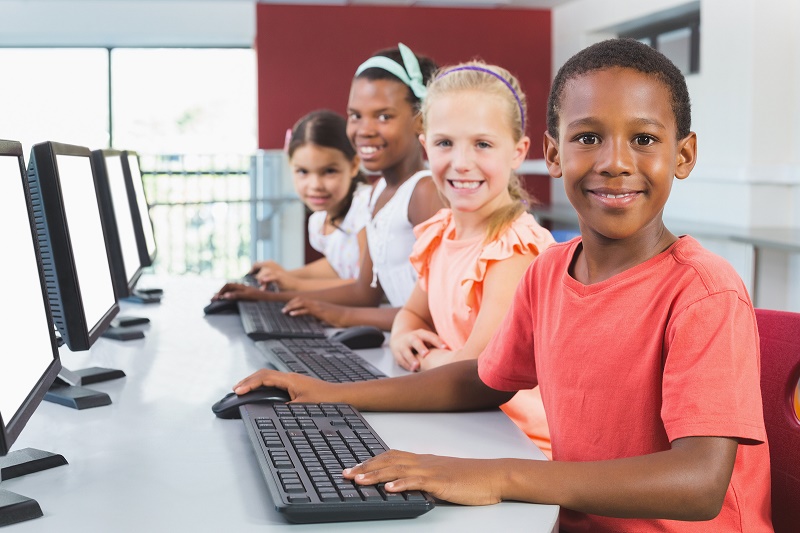 kids using computer in classroom at sch