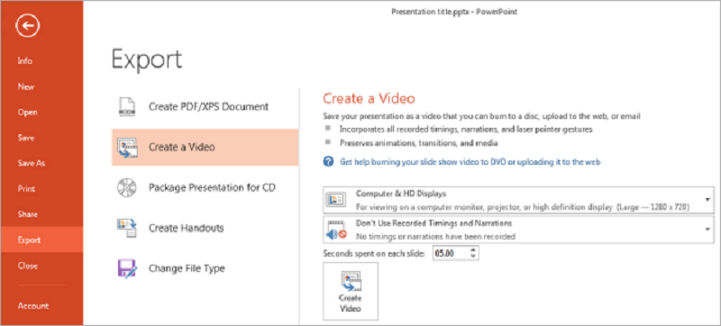 CREATE A VIDEO OF YOUR PRESENTATION